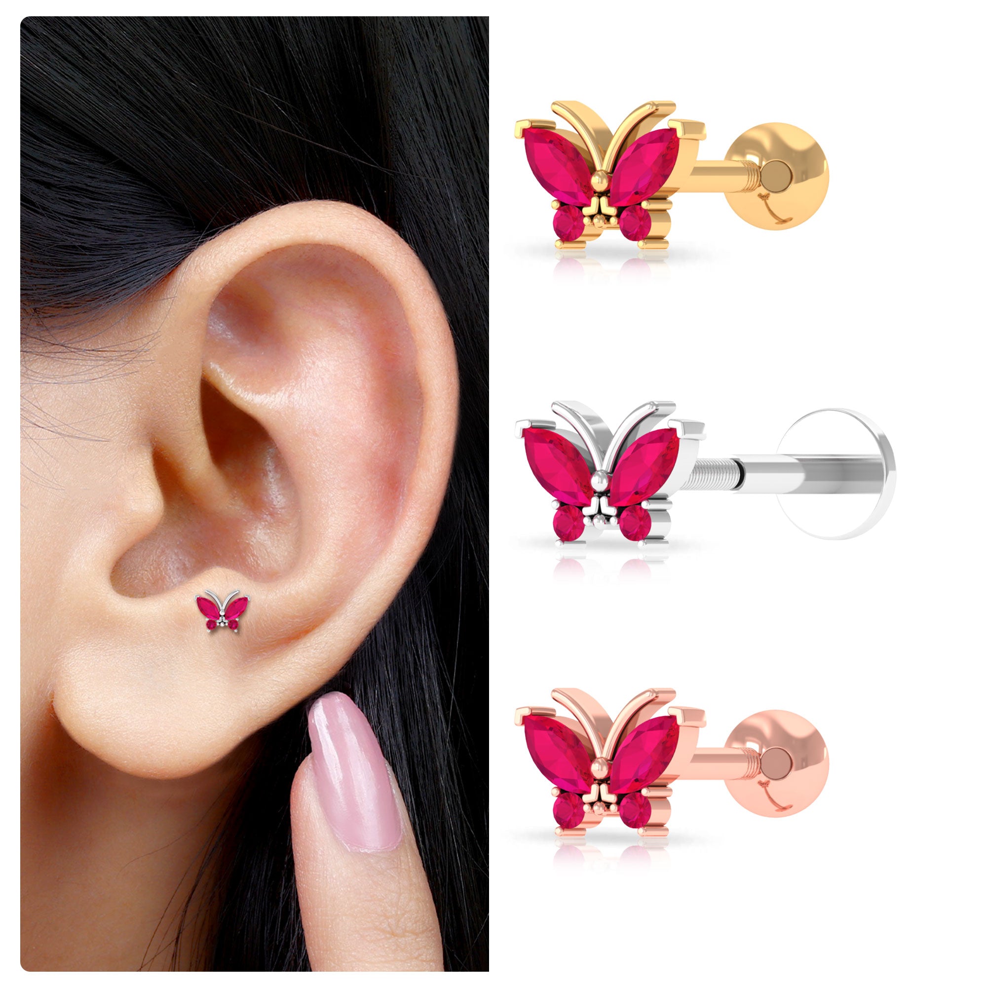 14K Solid Gold Butterfly Earrings, Butterfly Stud Earrings for popular Women, Butterfly Jewelry for Girl, Chirstmas Gift for Daughter