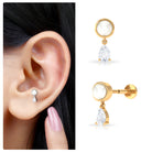 Rosec Jewels-Freshwater Pearl and Moissanite Dangling Cartilage Earring