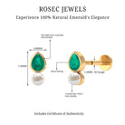 Rosec Jewels-Pear Cut Green Emerald and Freshwater Pearl Tragus Earring