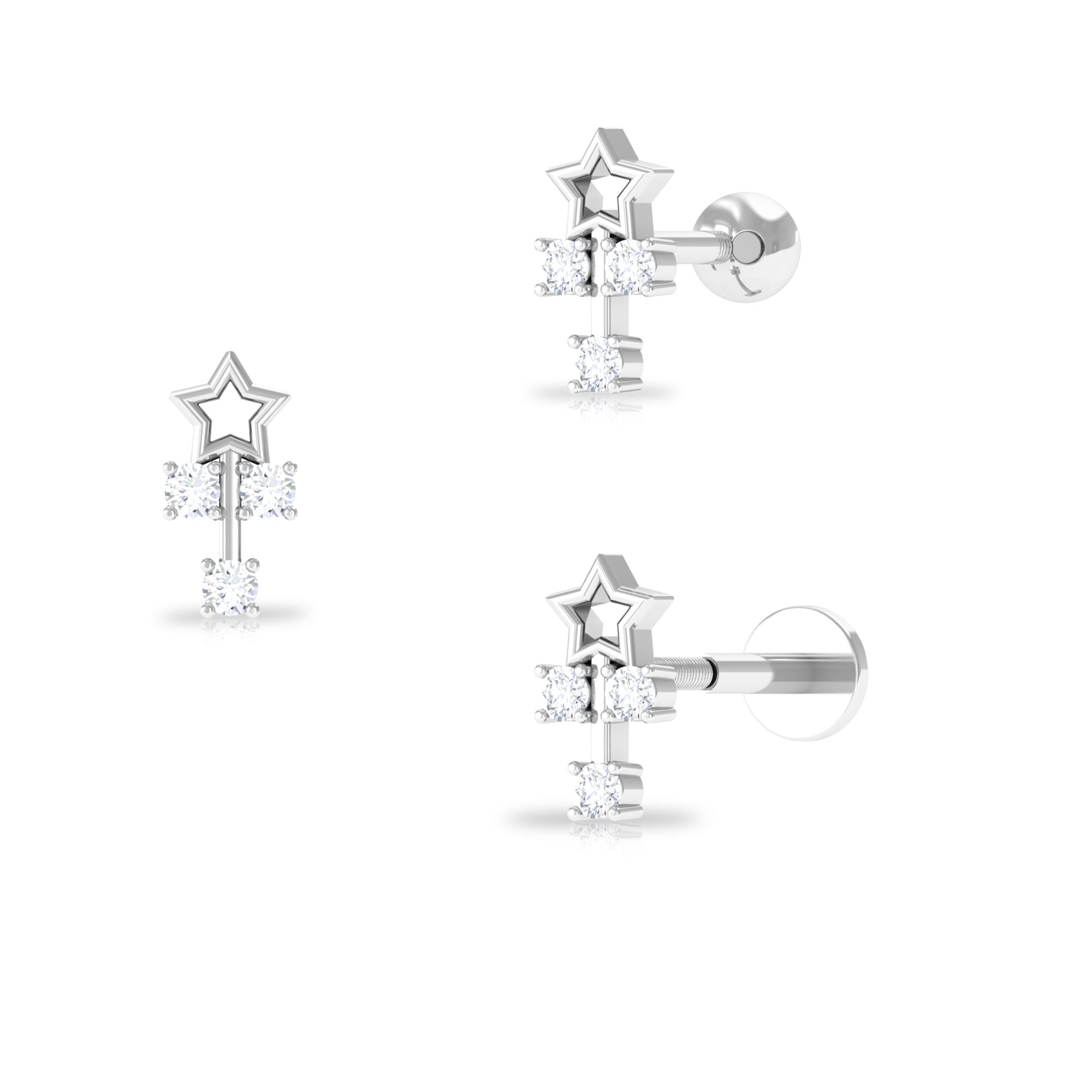 Rosec Jewels-Real Round Diamond Star Tragus Earring