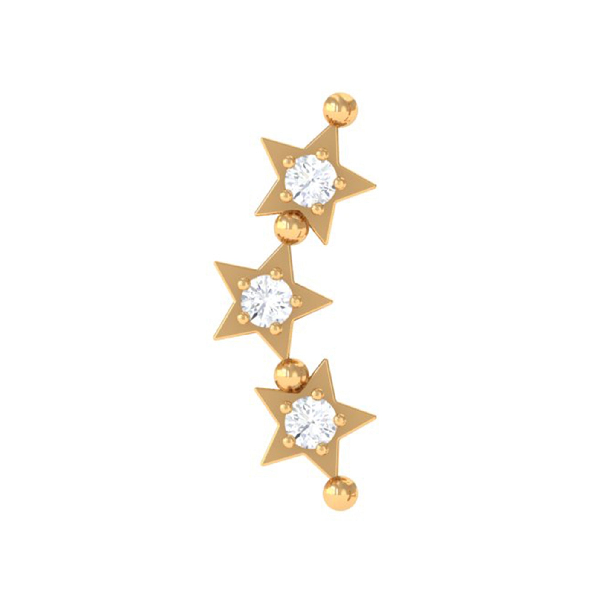 Rosec Jewels-Moissanite Triple Star Ear Climber Earring