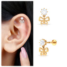 Rosec Jewels-Round Moissanite Butterfly Drop Earring for Cartilage Piercing