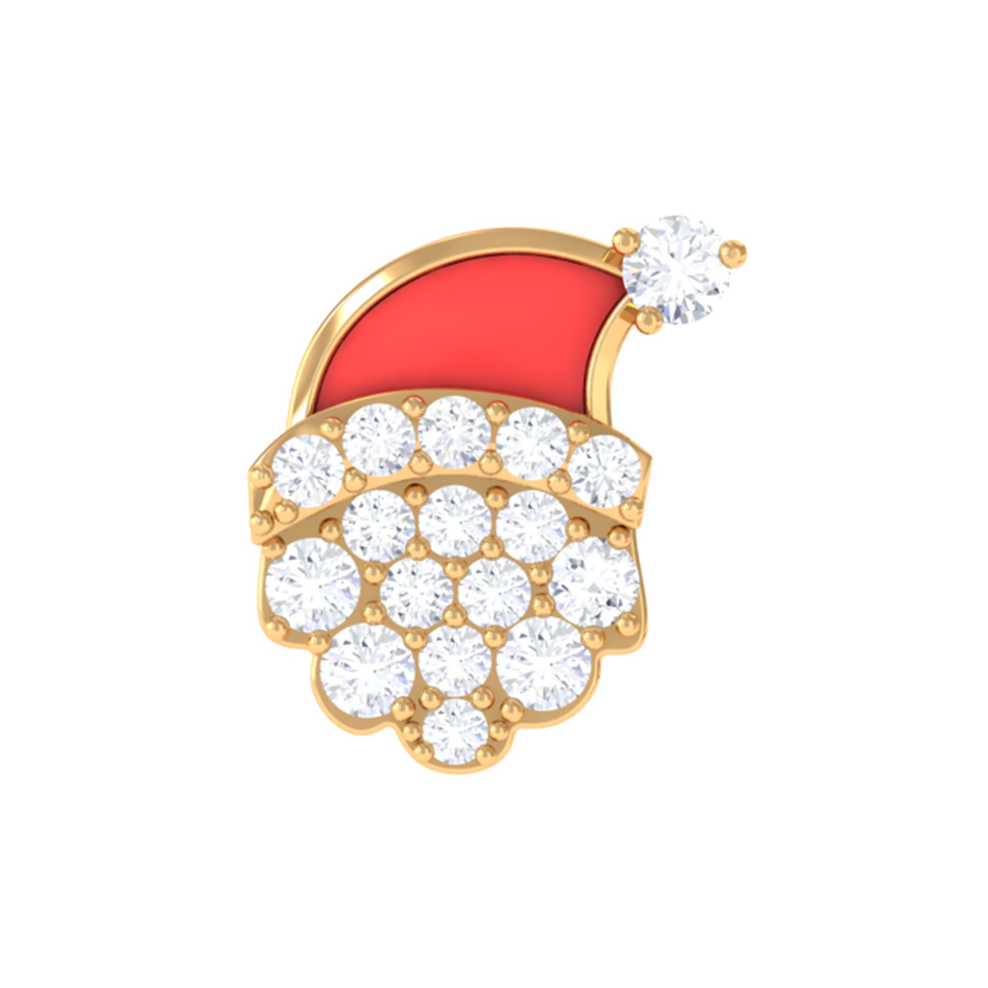 Rosec Jewels-Certified Moissanite Xmas Santa Helix Earring with Red Enamel