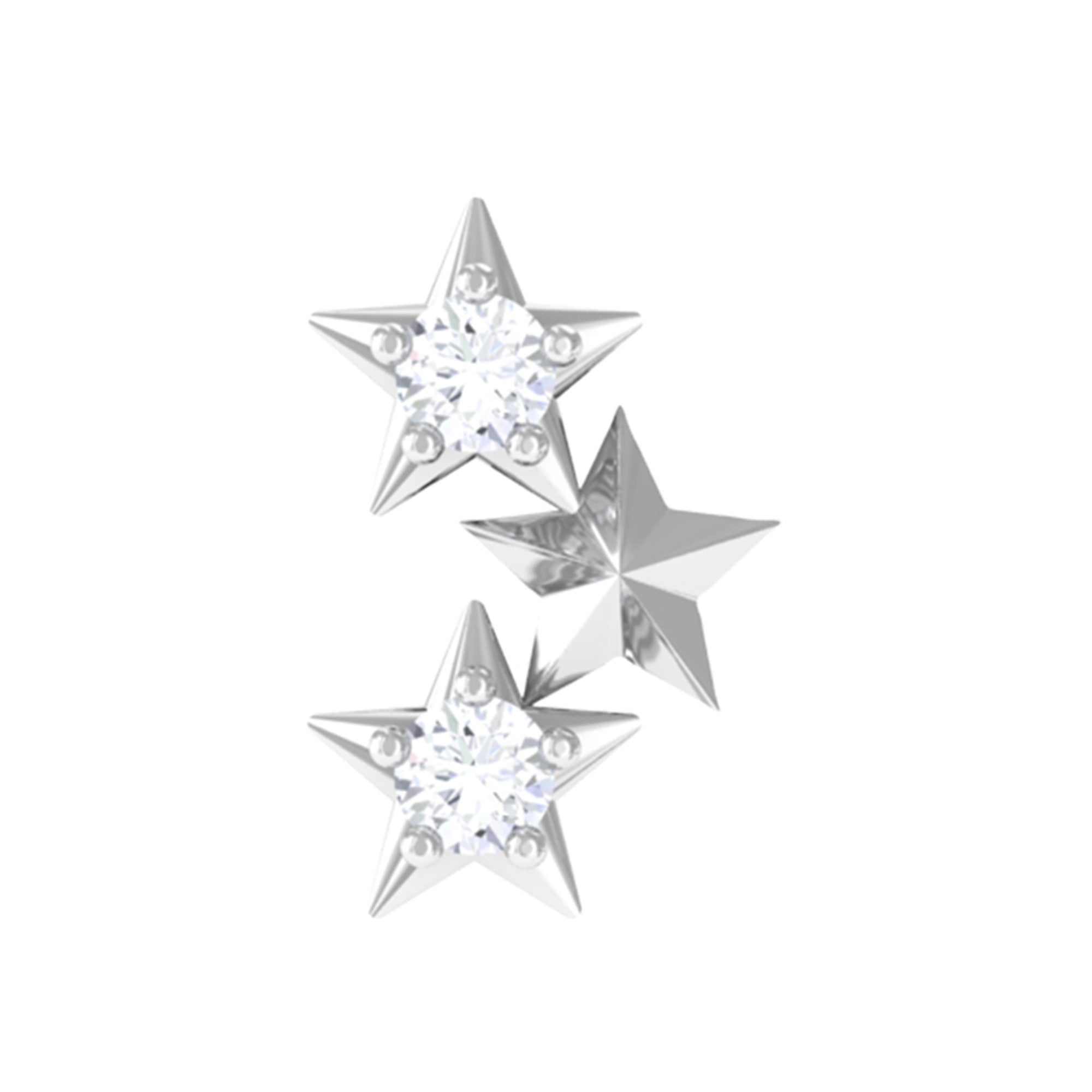 Rosec Jewels-Genuine Round Diamond Three Star Cartilage Earring