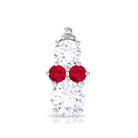 Rosec Jewels-Cute Snowman Tragus Earring with Created Ruby and Moissanite