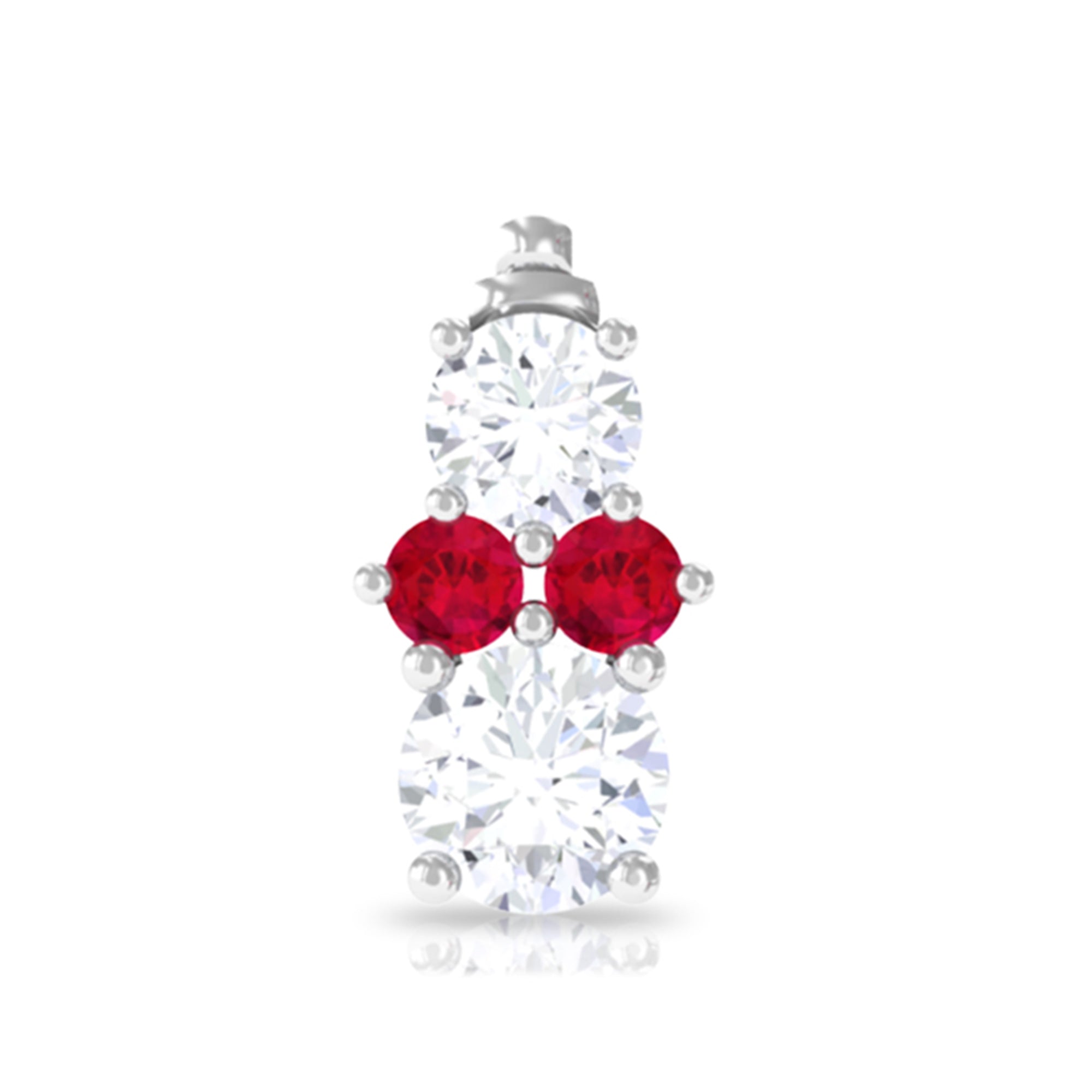 Rosec Jewels-Cute Snowman Tragus Earring with Created Ruby and Moissanite