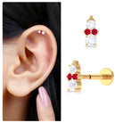 Rosec Jewels-Cute Snowman Tragus Earring with Created Ruby and Moissanite