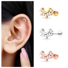 Rosec Jewels-Baguette and Round Moissanite Curved Helix Earring