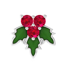 Rosec Jewels-Red Christmas Ruby Holy Earring with Green Enamel