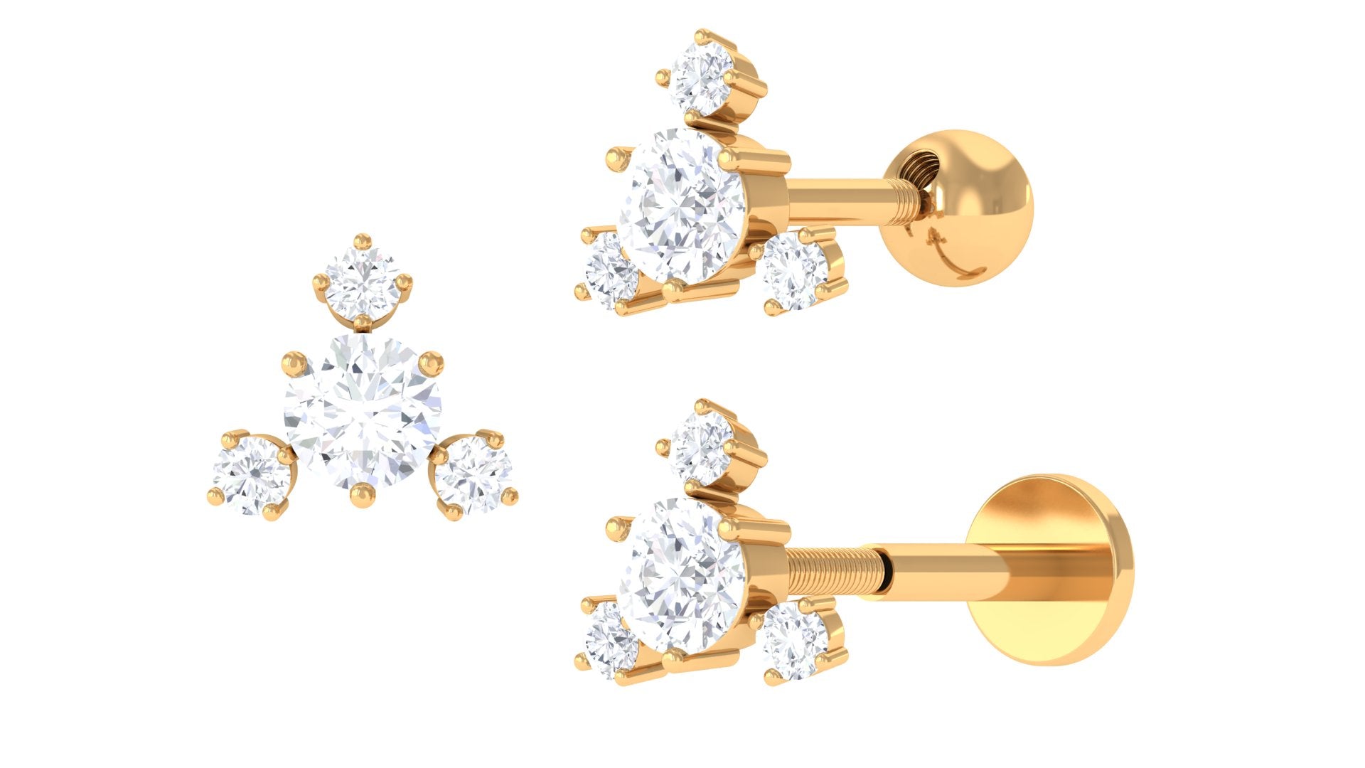 Rosec Jewels-Simple Round Moissanite Cluster Cartilage Earring