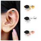 Rosec Jewels-Marquise Black Onyx Helix Earring with Moissanite