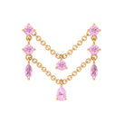 Rosec Jewels-Natural Pink Sapphire Chain Double Piercing Earring