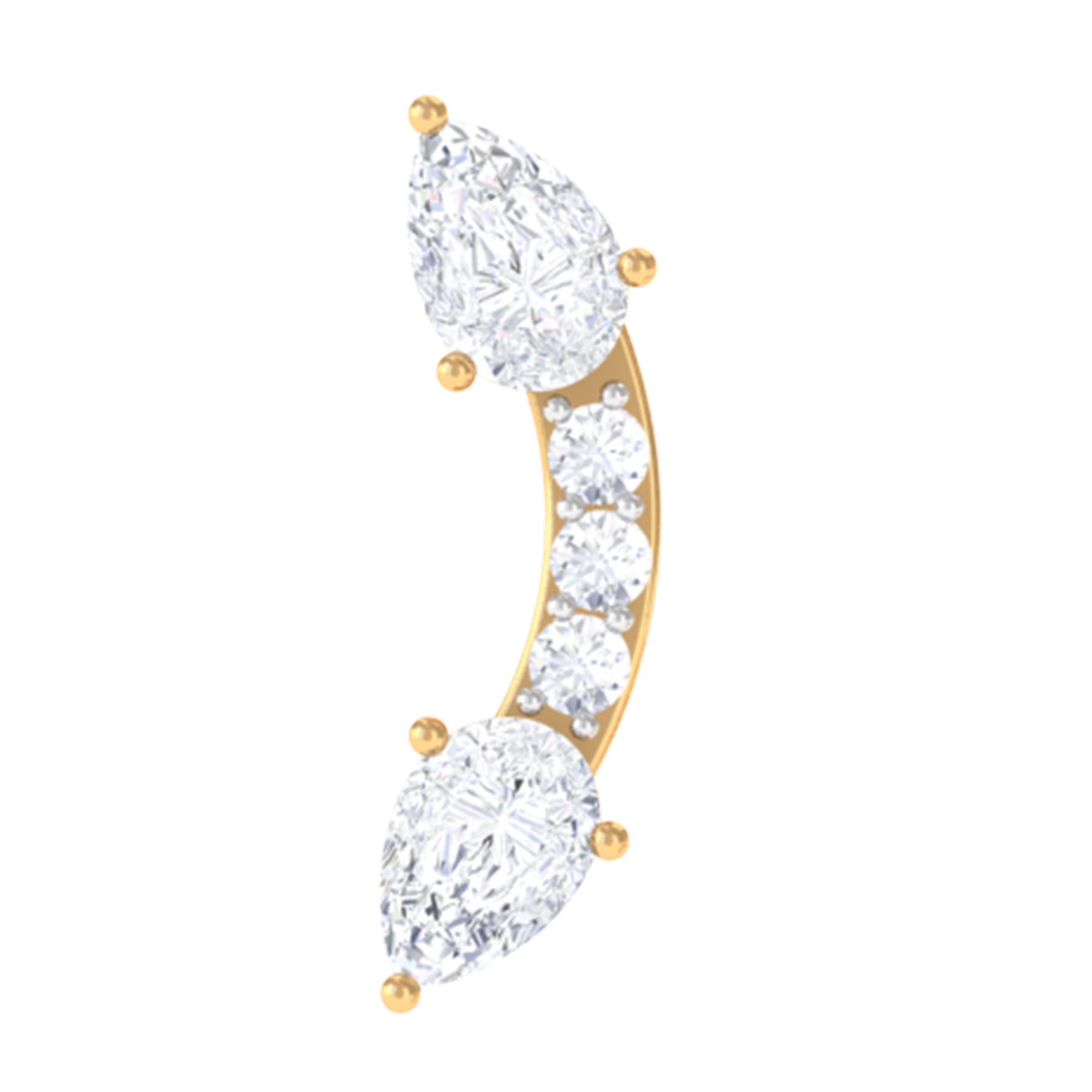 Rosec Jewels-Pear Shape Diamond Curved Helix Earring