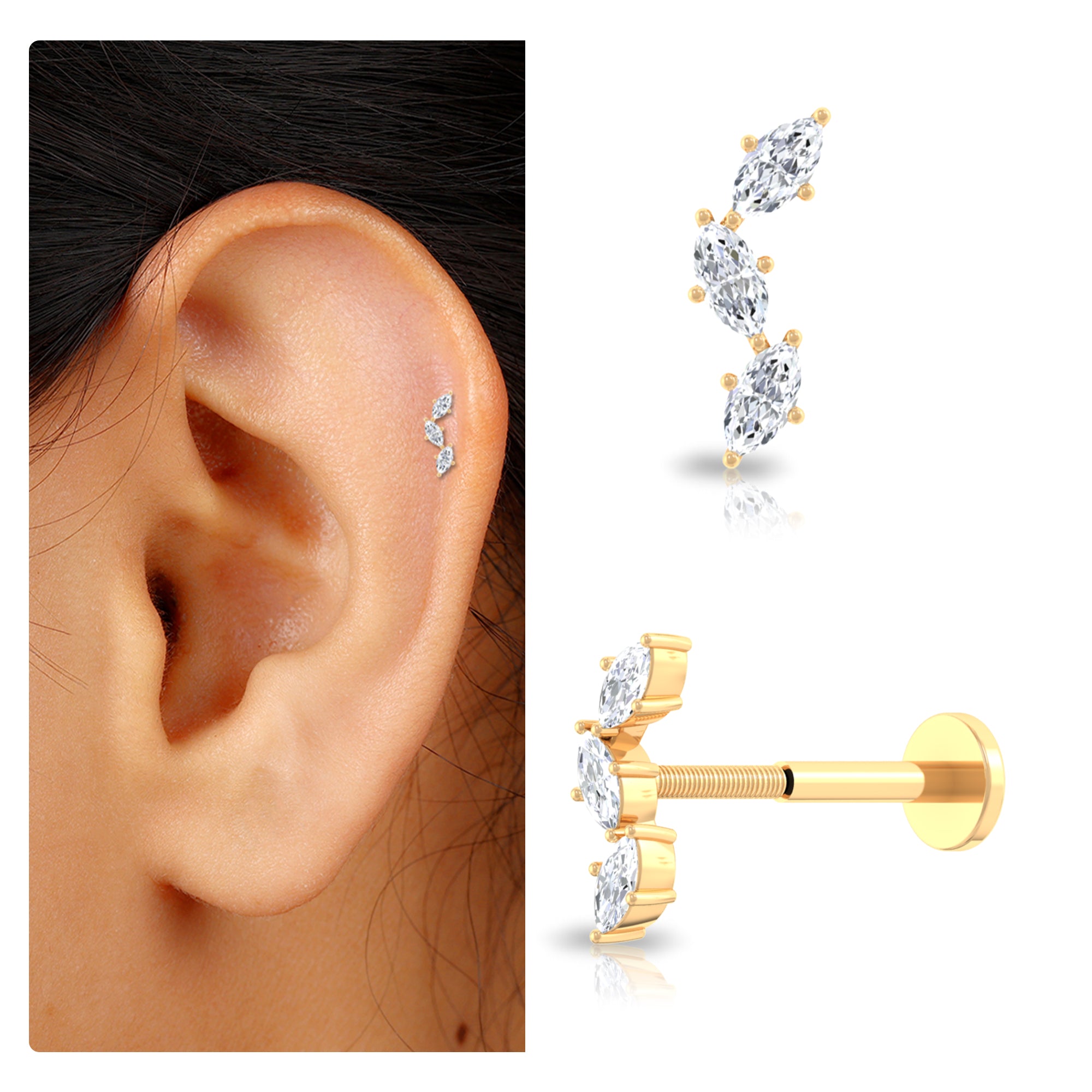 Rosec Jewels-Classic Marquise Diamond Helix Earring