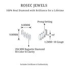 Rosec Jewels-Baguette Diamond Helix Earring with Flat Back