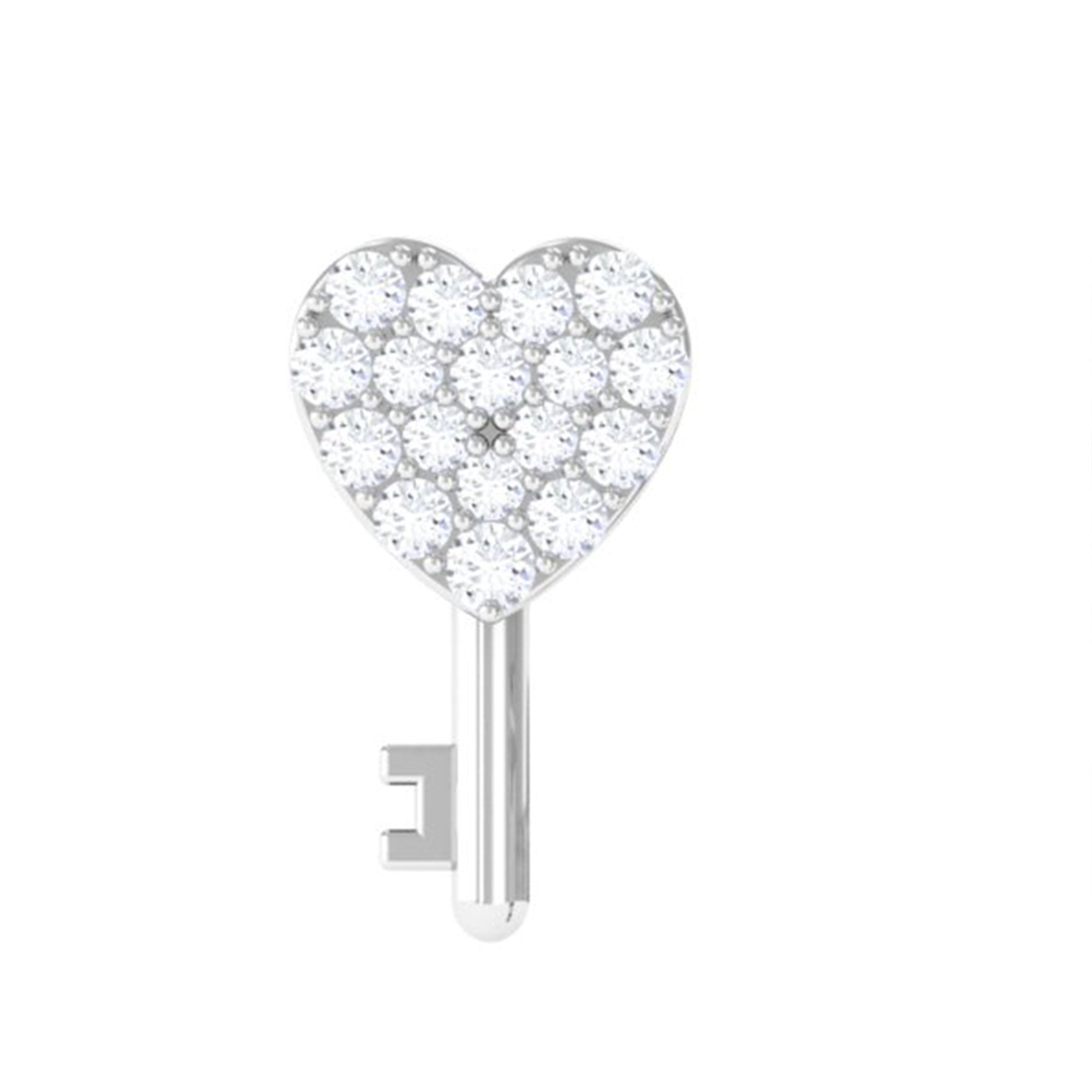 Rosec Jewels-Moissanite Heart and Key Earring for Tragus Piercing