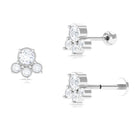 Rosec Jewels-Round Moissanite Cluster Helix Earring in Bezel Setting