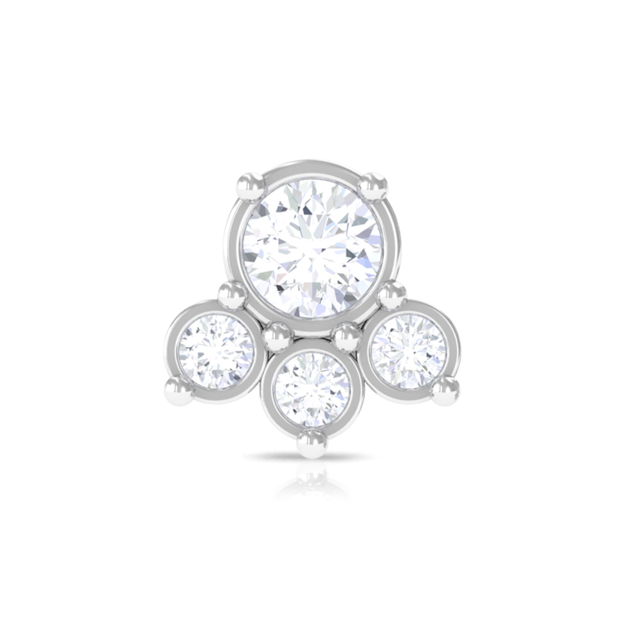 Rosec Jewels-Round Moissanite Cluster Helix Earring in Bezel Setting