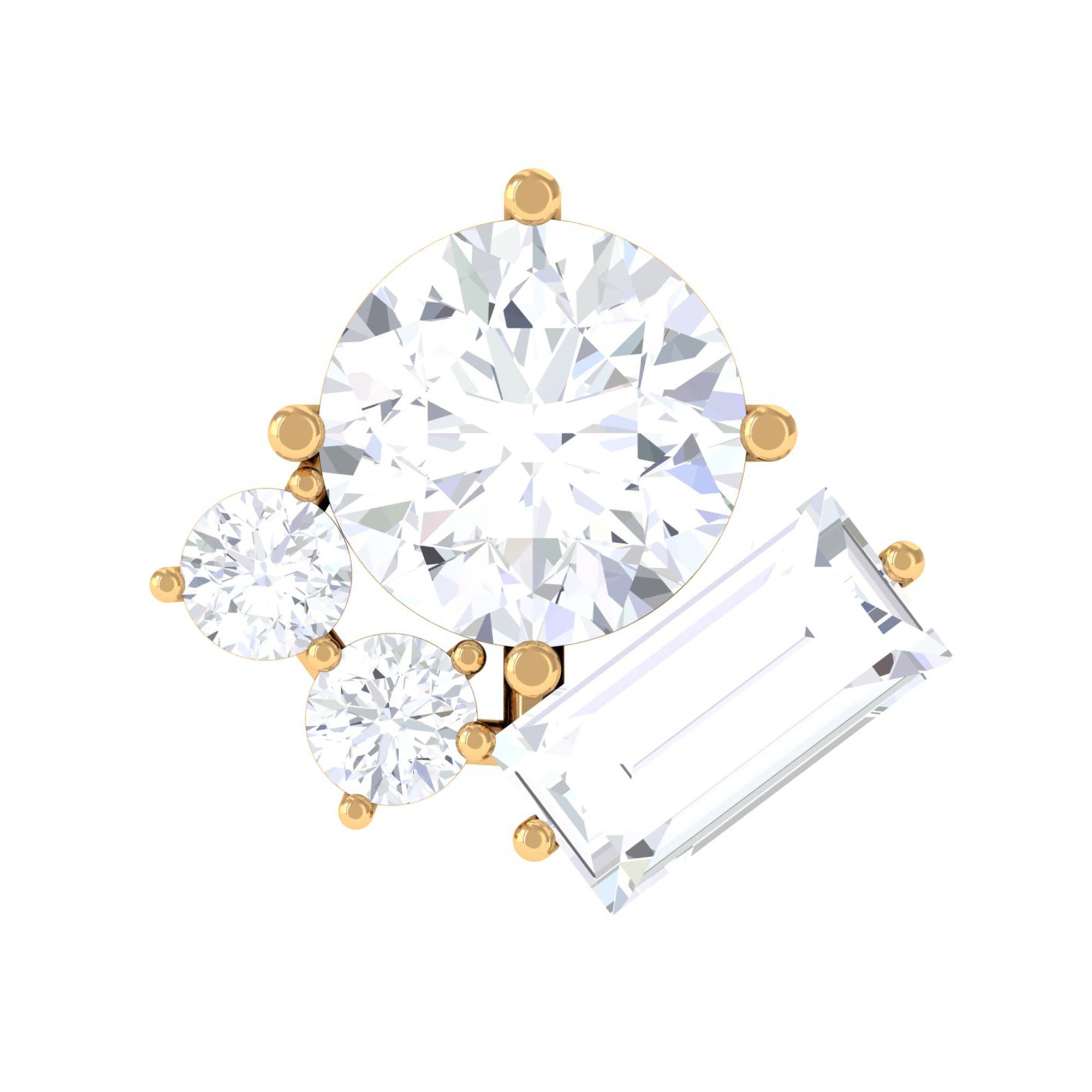 Rosec Jewels-Baguette Moissanite Cluster Tragus Earring in Gold