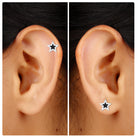 Rosec Jewels-Real Moissanite Star Cartilage Earring with Black Enamel