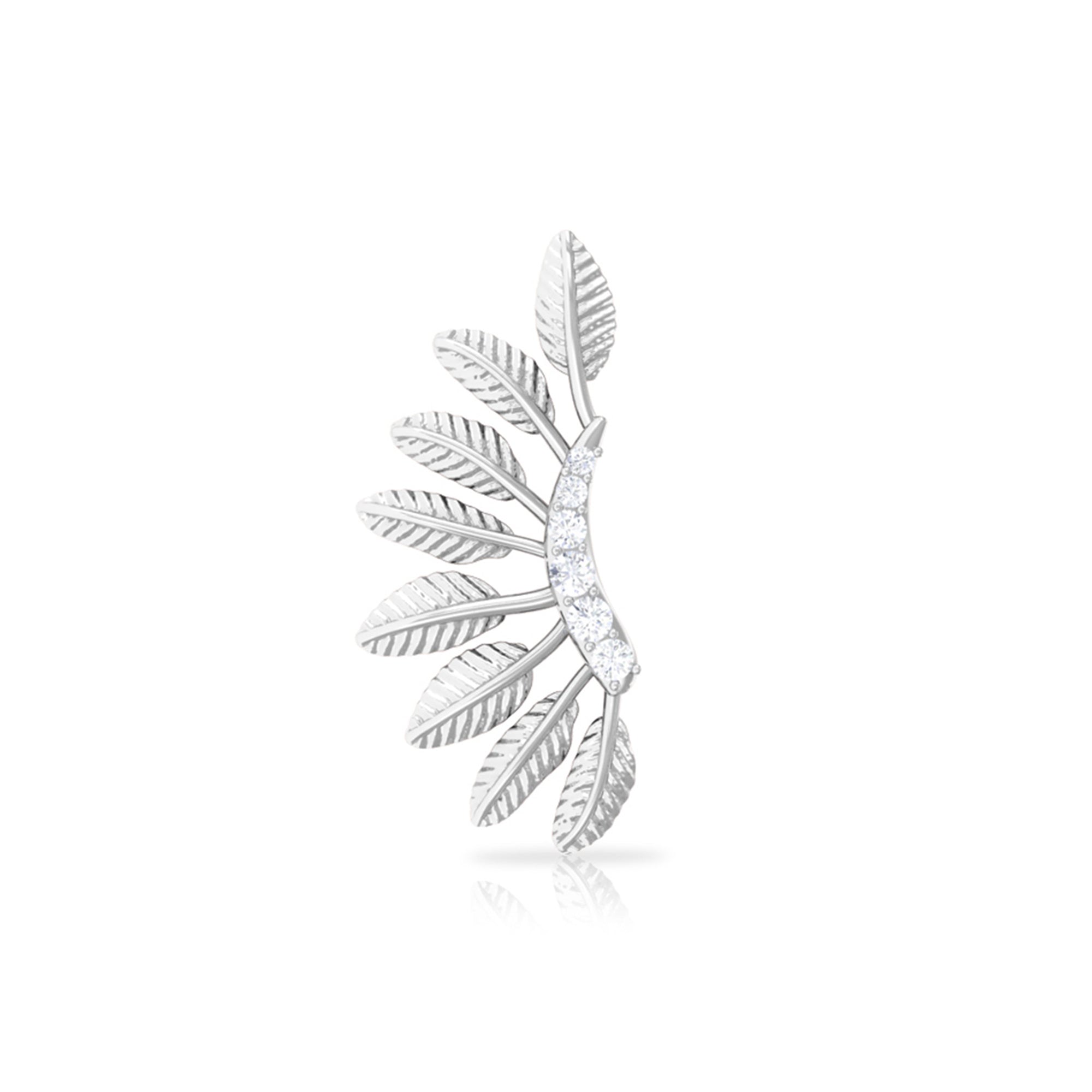 Rosec Jewels-Moissanite Gold Feather Earring for Cartilage Piercing