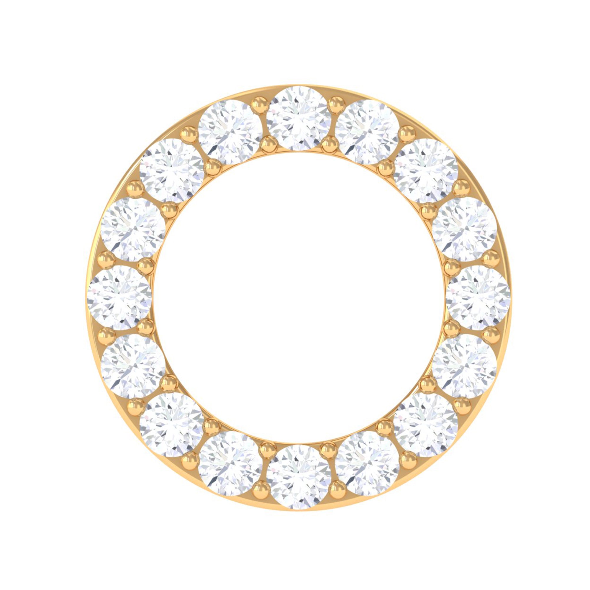Minimal Moissanite Open Circle Helix Earring in Gold Moissanite - ( D-VS1 ) - Color and Clarity - Rosec Jewels