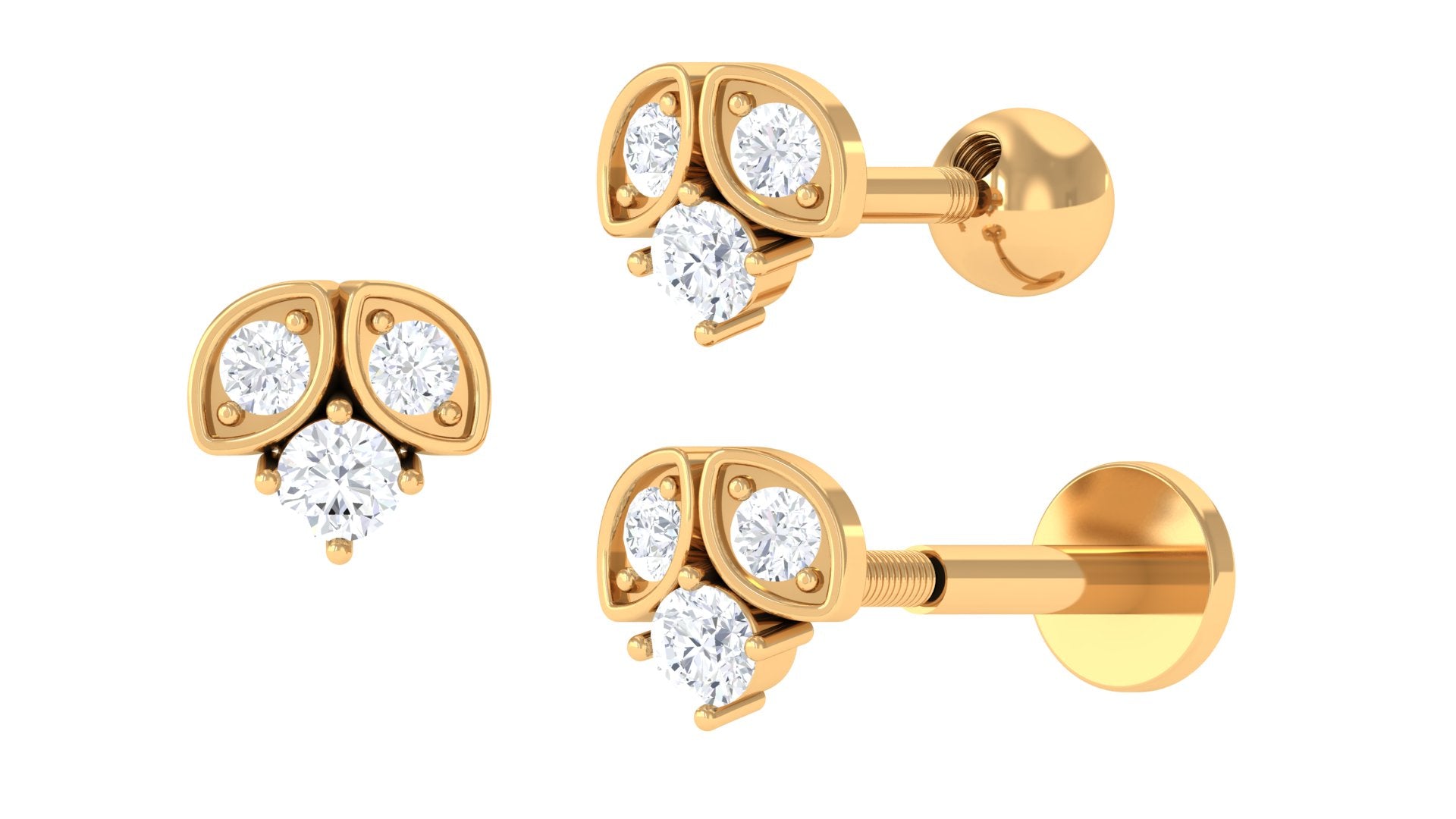 Rosec Jewels-Minimalist Round Diamond Tragus Earring in Gold