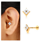 Moissanite Floral Cartilage Earring in Gold Moissanite - ( D-VS1 ) - Color and Clarity - Rosec Jewels