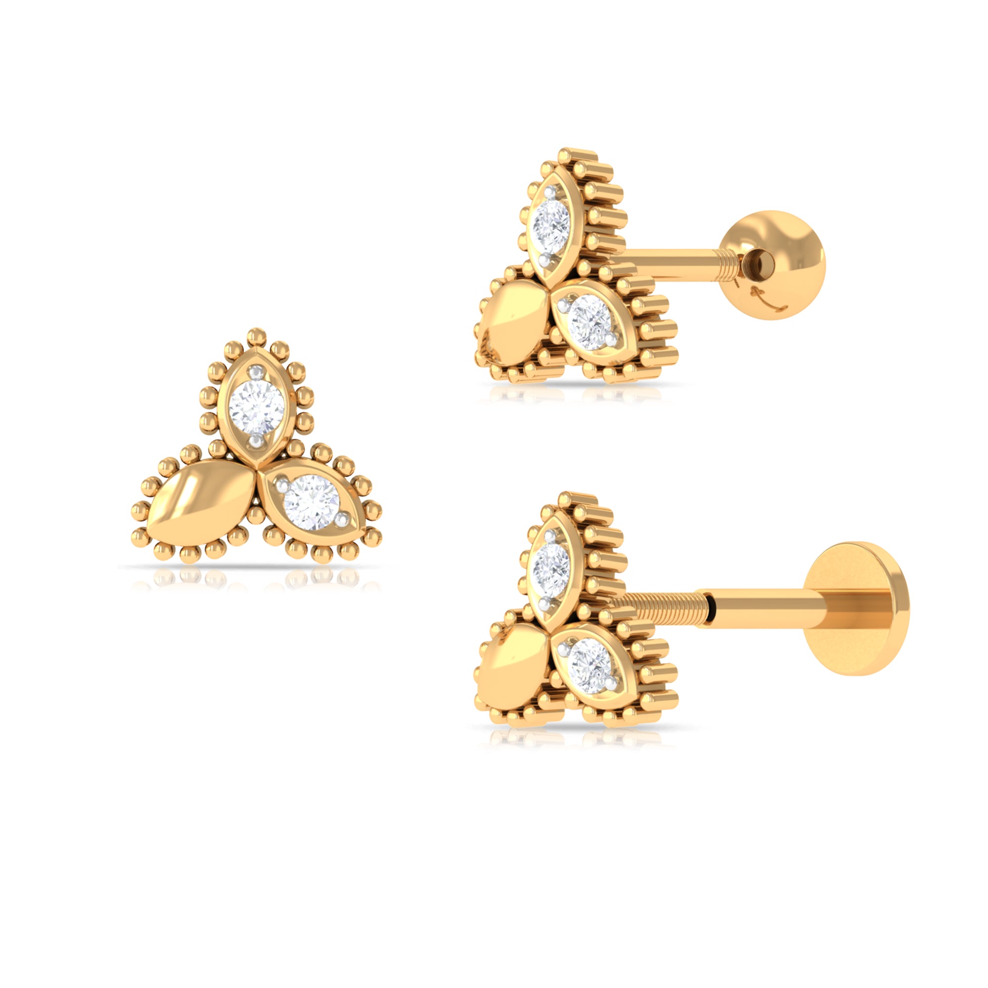 Rosec Jewels-Natural Diamond Leaf Earring for Helix Piercing