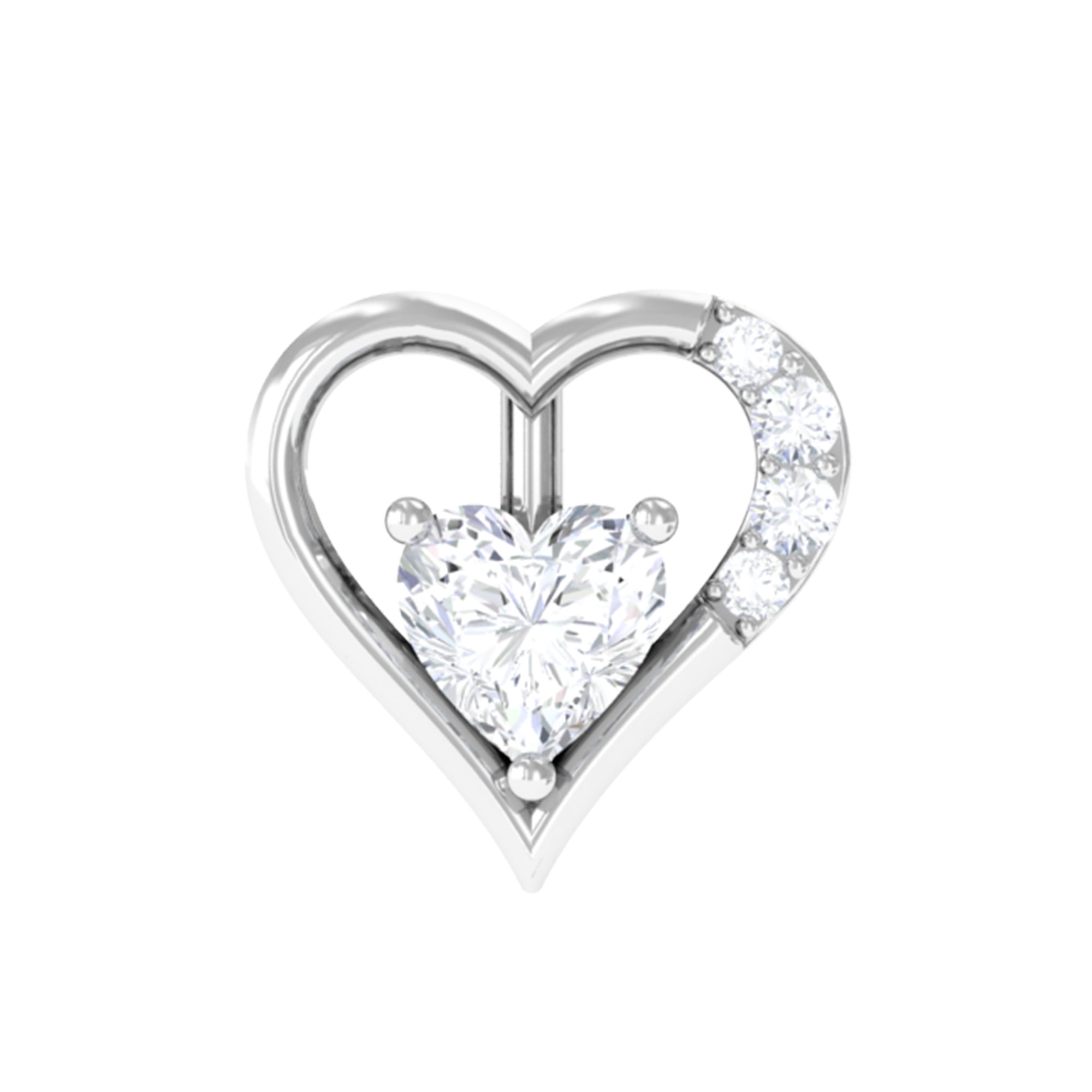 Rosec Jewels-Heart Shape Moissanite Earring for Cartilage Piercing