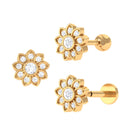Moissanite Flower Cartilage Earring in Gold Moissanite - ( D-VS1 ) - Color and Clarity - Rosec Jewels