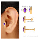 Rosec Jewels-Oval Natural Amethyst Geometric Tragus Earring with Moissanite