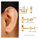 Moissanite Gold Crown Earring for Cartilage Piercing Moissanite - ( D-VS1 ) - Color and Clarity - Rosec Jewels