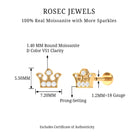 Rosec Jewels-Moissanite Gold Crown Earring for Cartilage Piercing