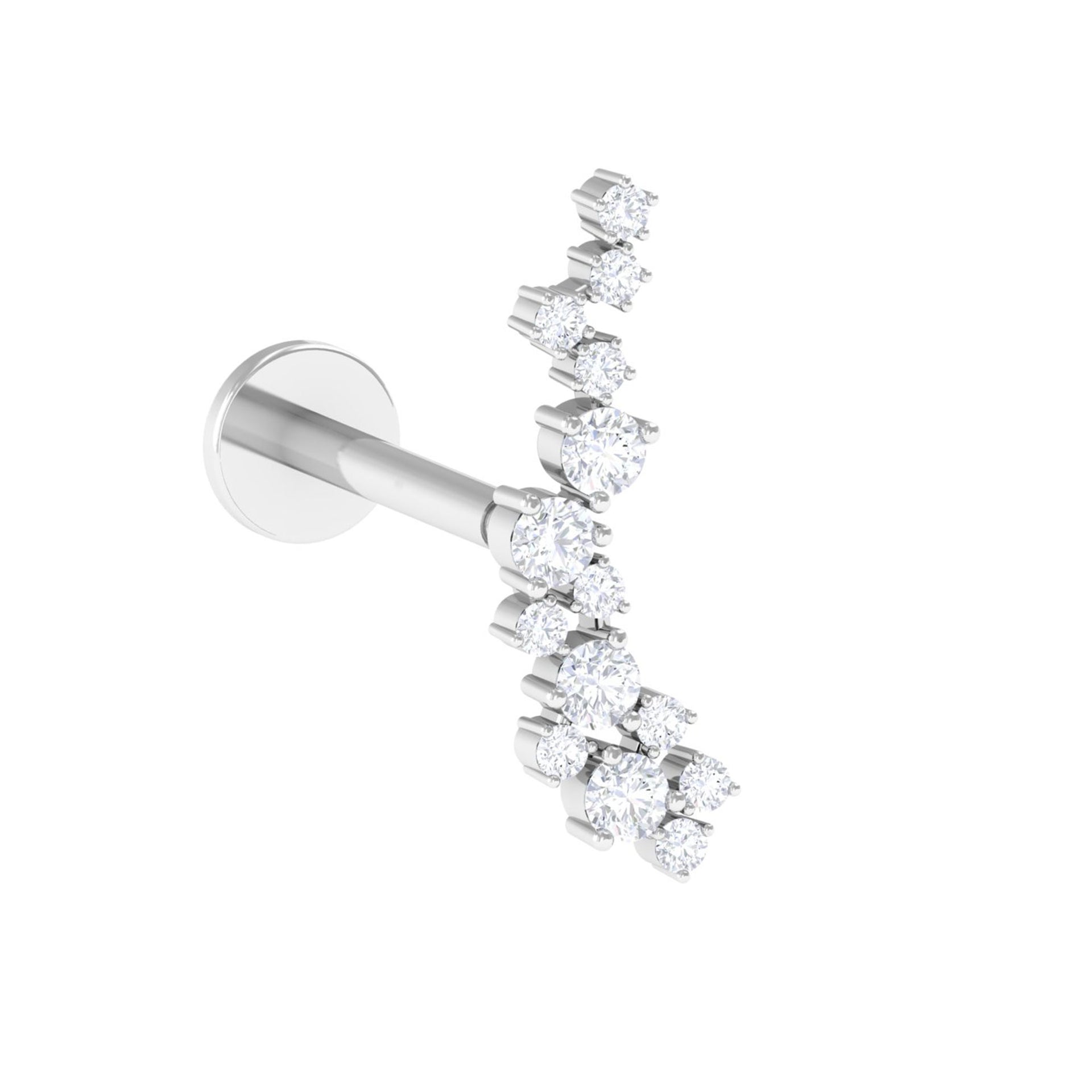 Natural Diamond Cluster Crawler Earring for Helix Piercing Diamond - ( HI-SI ) - Color and Clarity - Rosec Jewels
