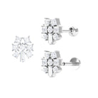 Unique Moissanite Cluster Earring for Upper Lobe Piercing Moissanite - ( D-VS1 ) - Color and Clarity - Rosec Jewels