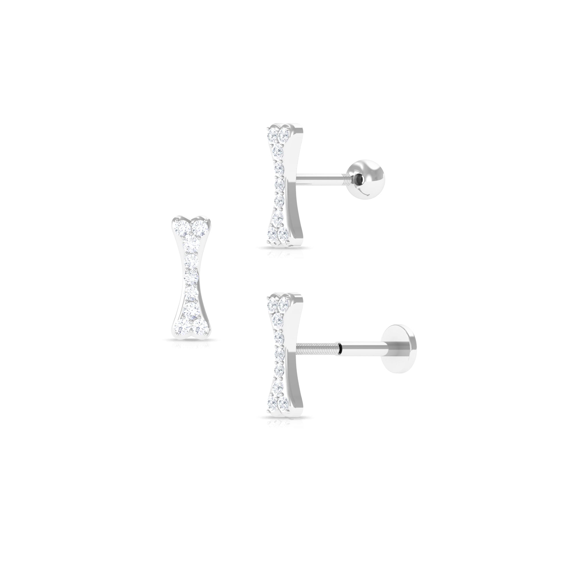 Rosec Jewels-Moissanite Dog Bone Earring for Helix Piercing