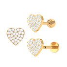 Moissanite Heart Cartilage Earring in Pave Setting Moissanite - ( D-VS1 ) - Color and Clarity - Rosec Jewels