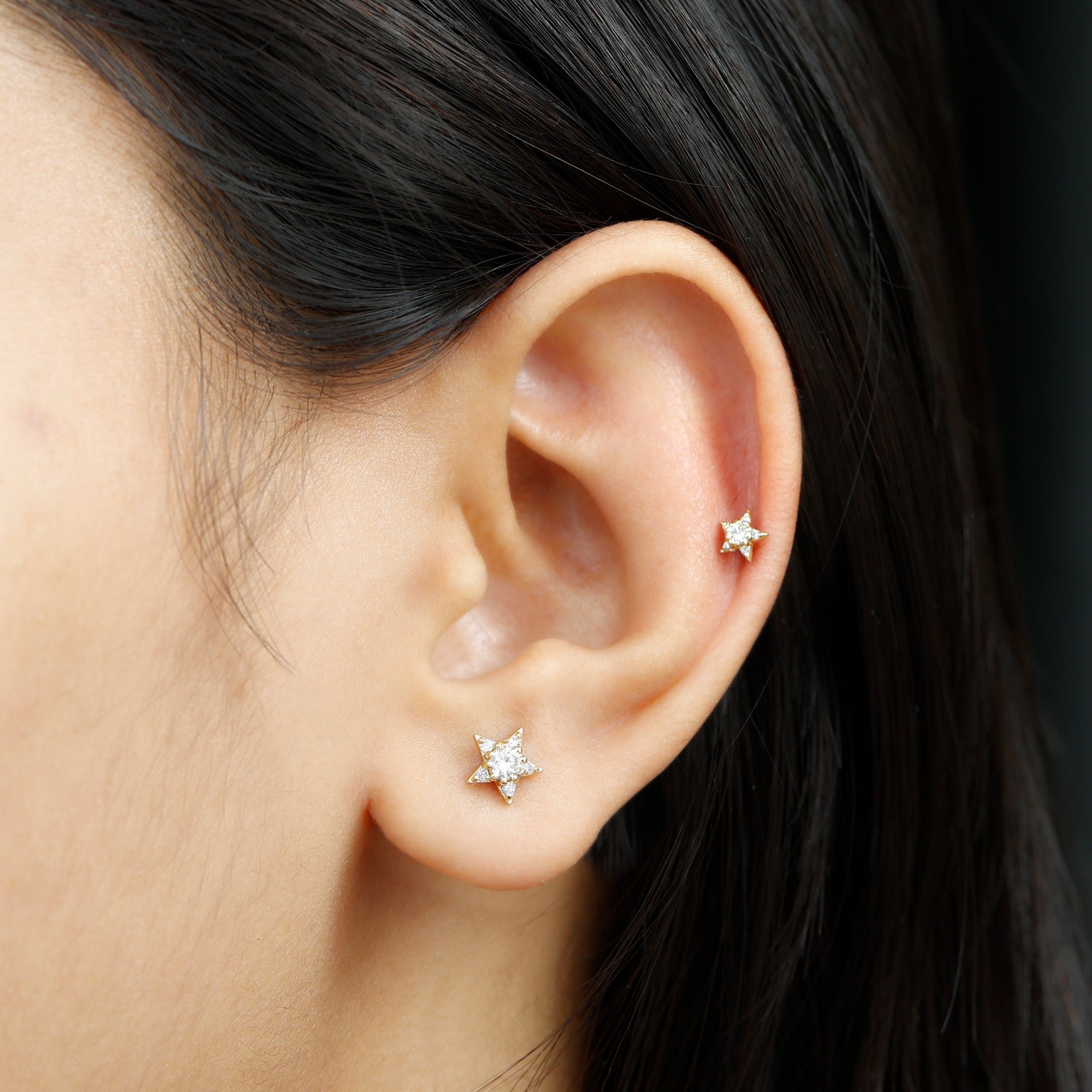 Rosec Jewels-Minimalist Diamond Star Earring for Tragus Piercing