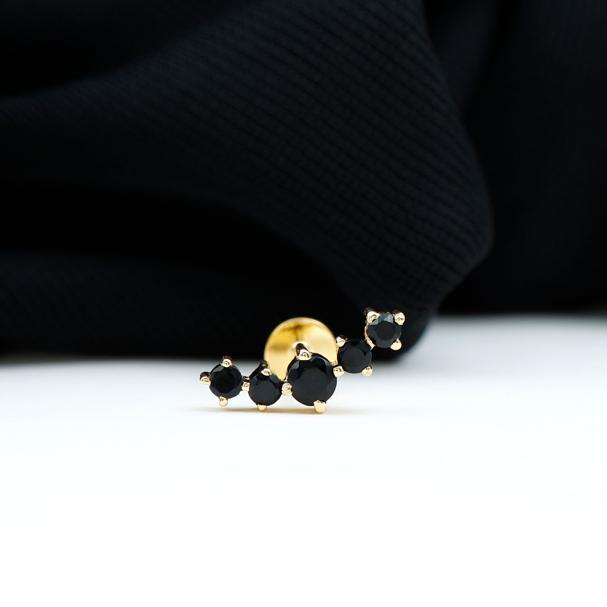 Rosec Jewels-Graduated Style Black Onyx Crawler Earring