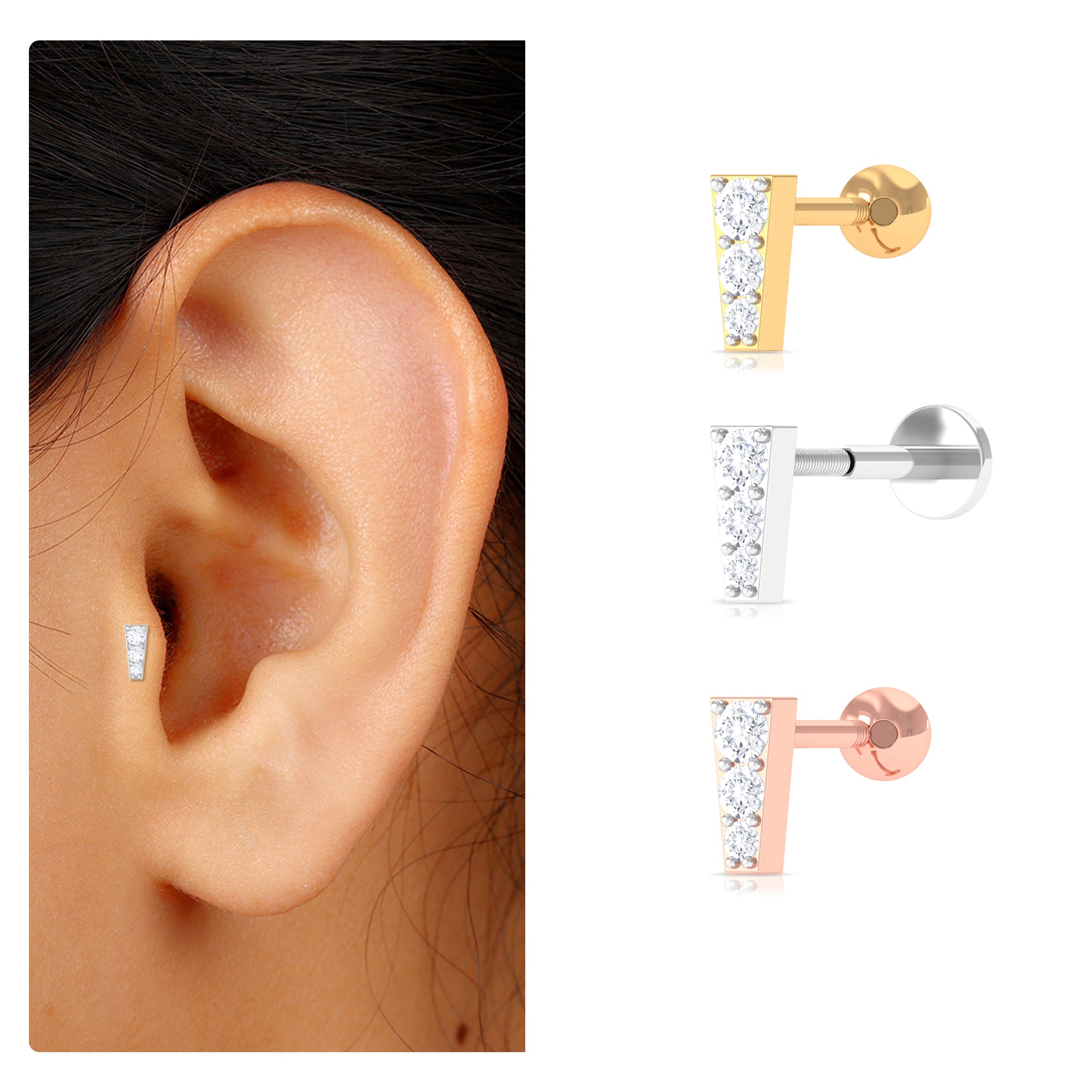 Rosec Jewels-Minimal Diamond Unique Earring for Tragus Piercing