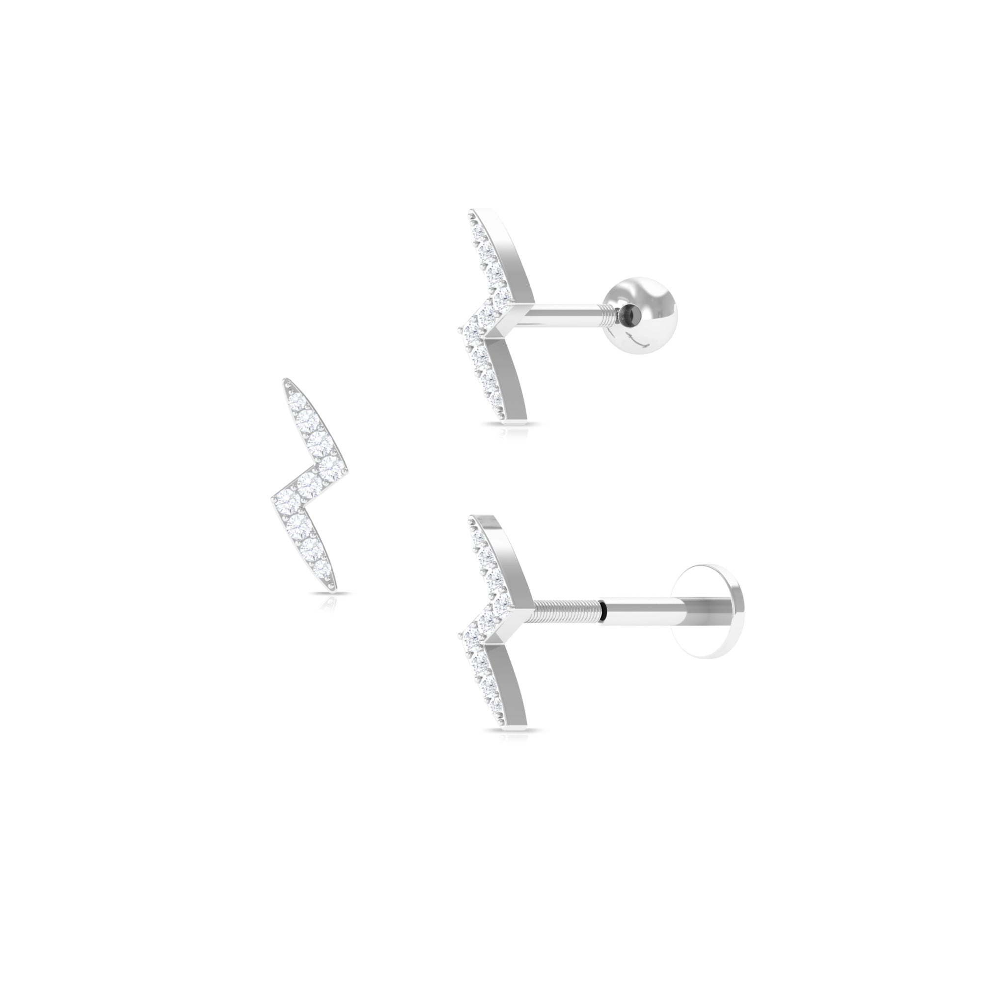 Rosec Jewels-Minimal Diamond Lightning Bolt Earring for Helix Piercing