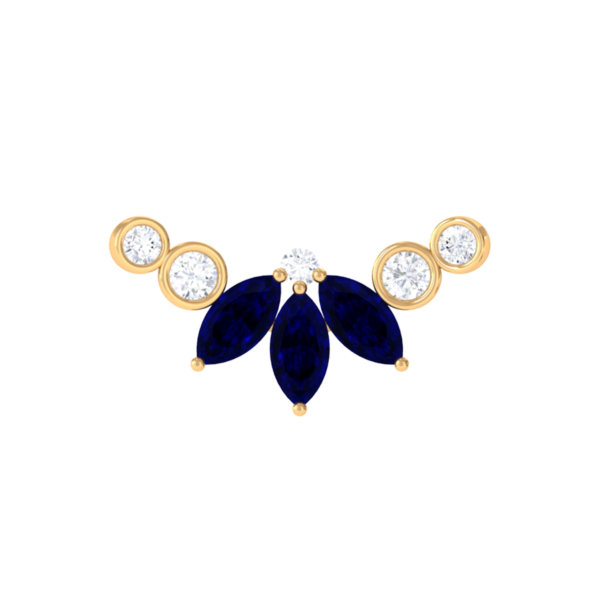 Rosec Jewels-Blue Sapphire and Moissanite Crawler Cartilage Earring