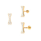 Rosec Jewels-Round Moissanite Dog Bone Earring for Cartilage Piercing