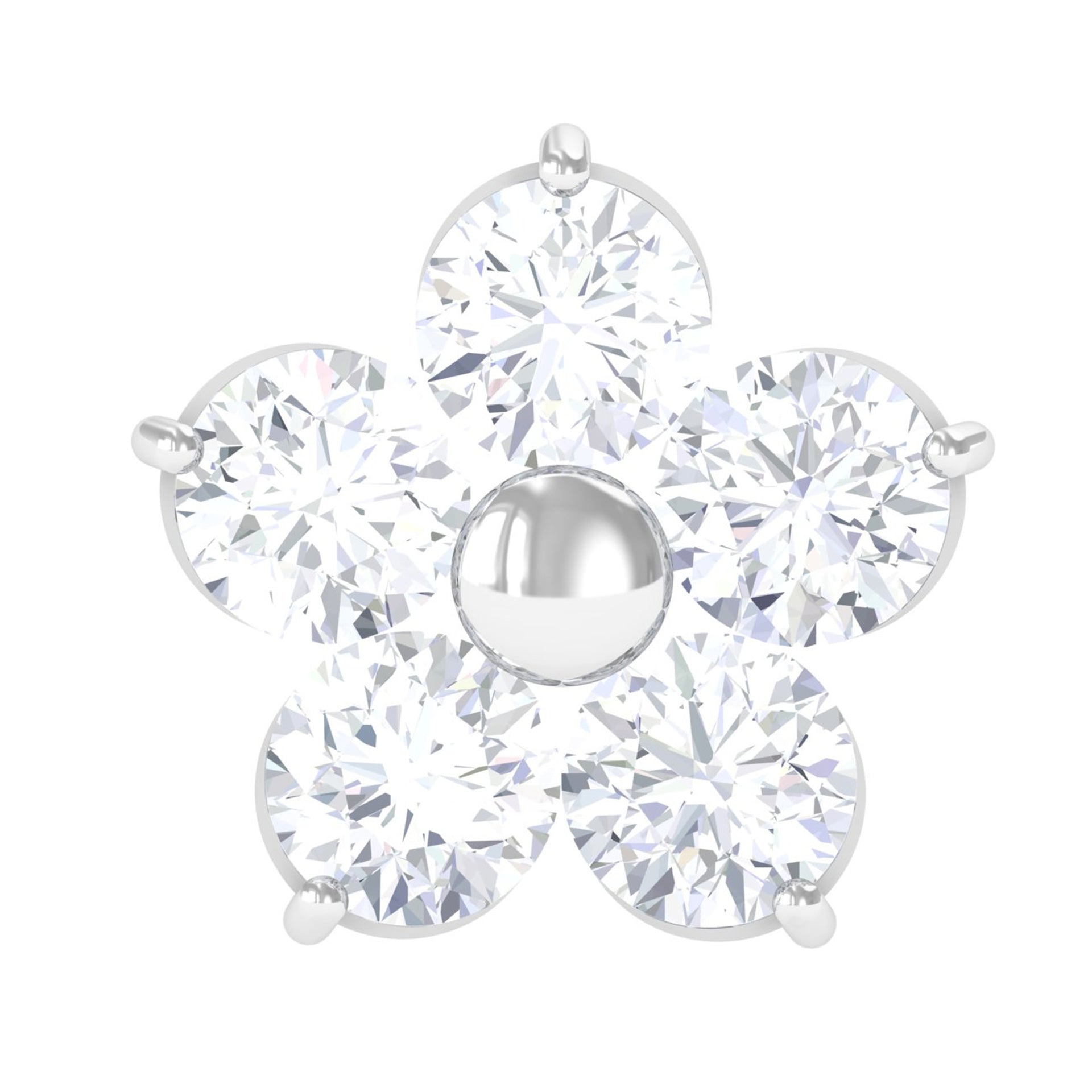 Round Moissanite Simple Flower Earring for Conch Piercing Moissanite - ( D-VS1 ) - Color and Clarity - Rosec Jewels