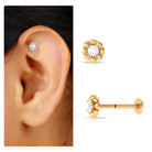 Rosec Jewels-Round Diamond Flower Earring for Tragus Piercing