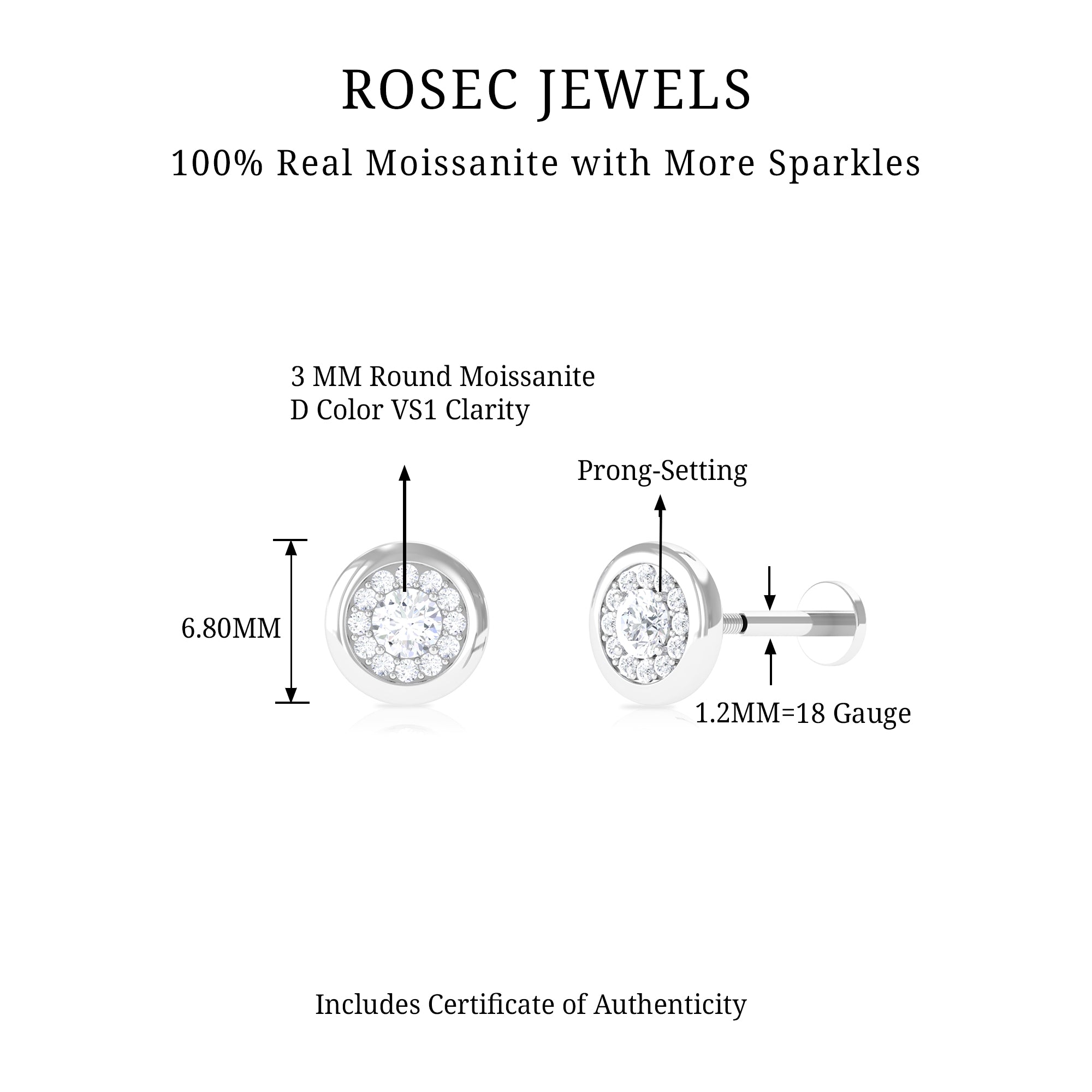 Rosec Jewels-Moissanite Circle Geometric Cartilage Earring