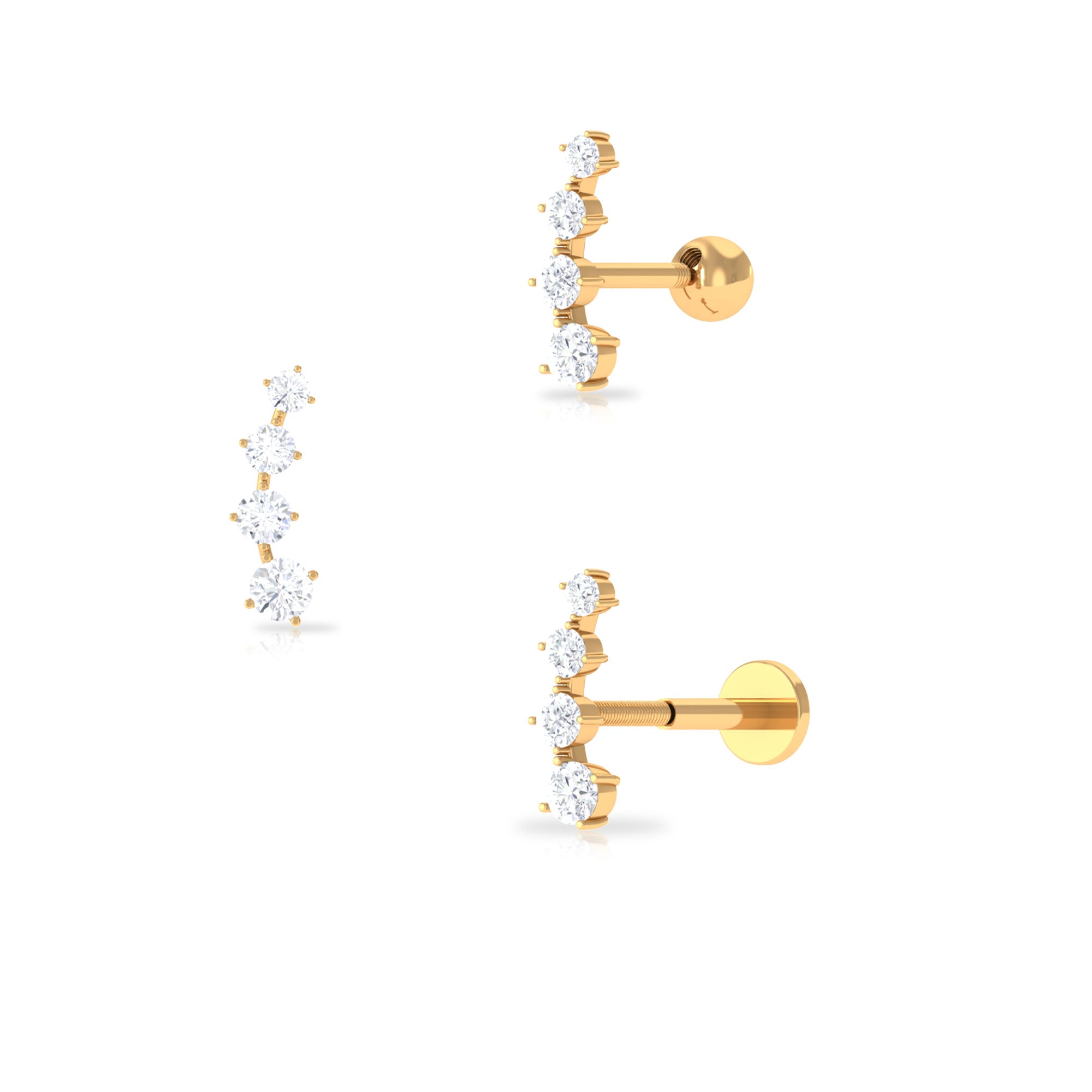 Rosec Jewels-Minimalist Moissanite Crawler Helix Earring in Gold