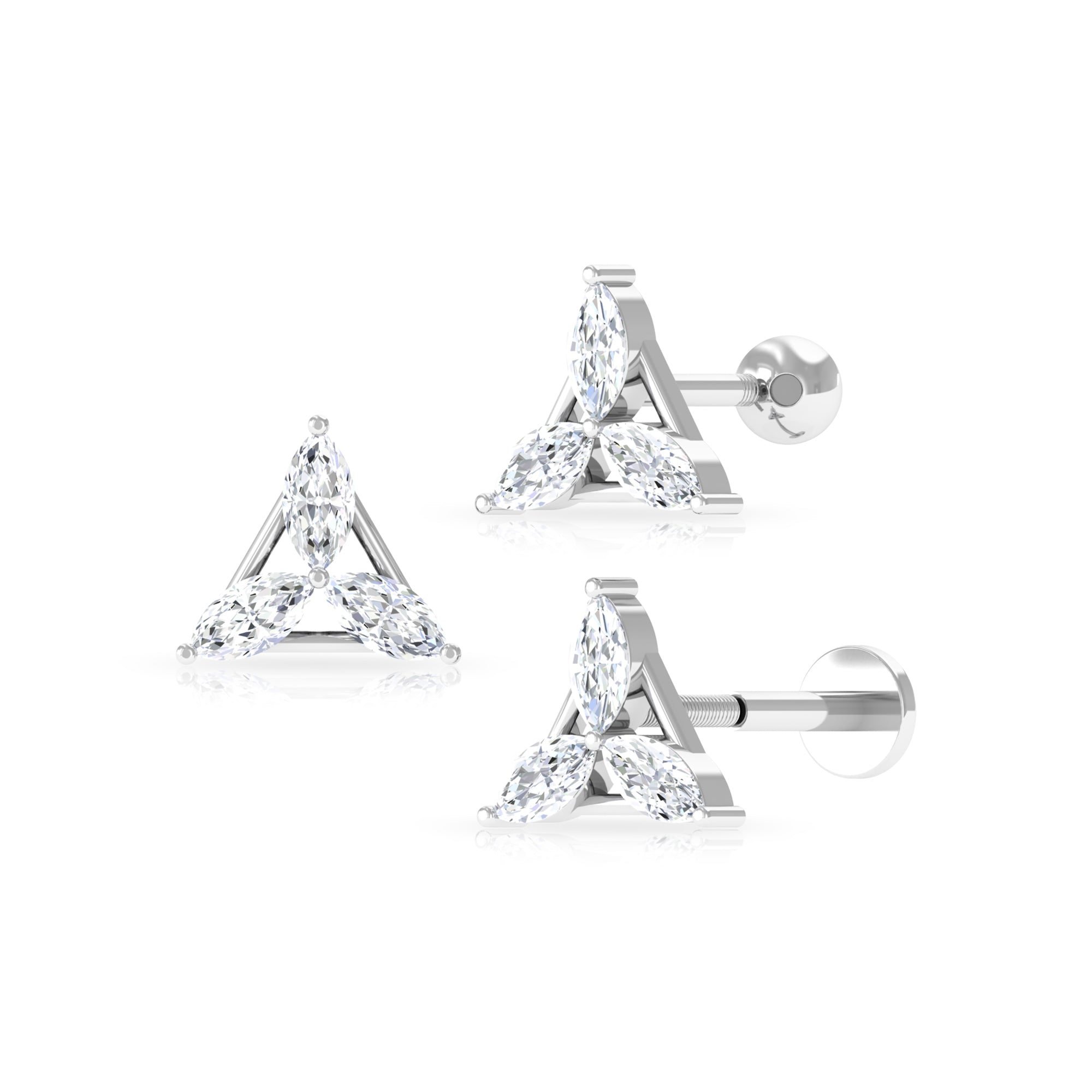 Rosec Jewels-1/4 CT Marquise Moissanite Triangle Earring for Rook Piercing