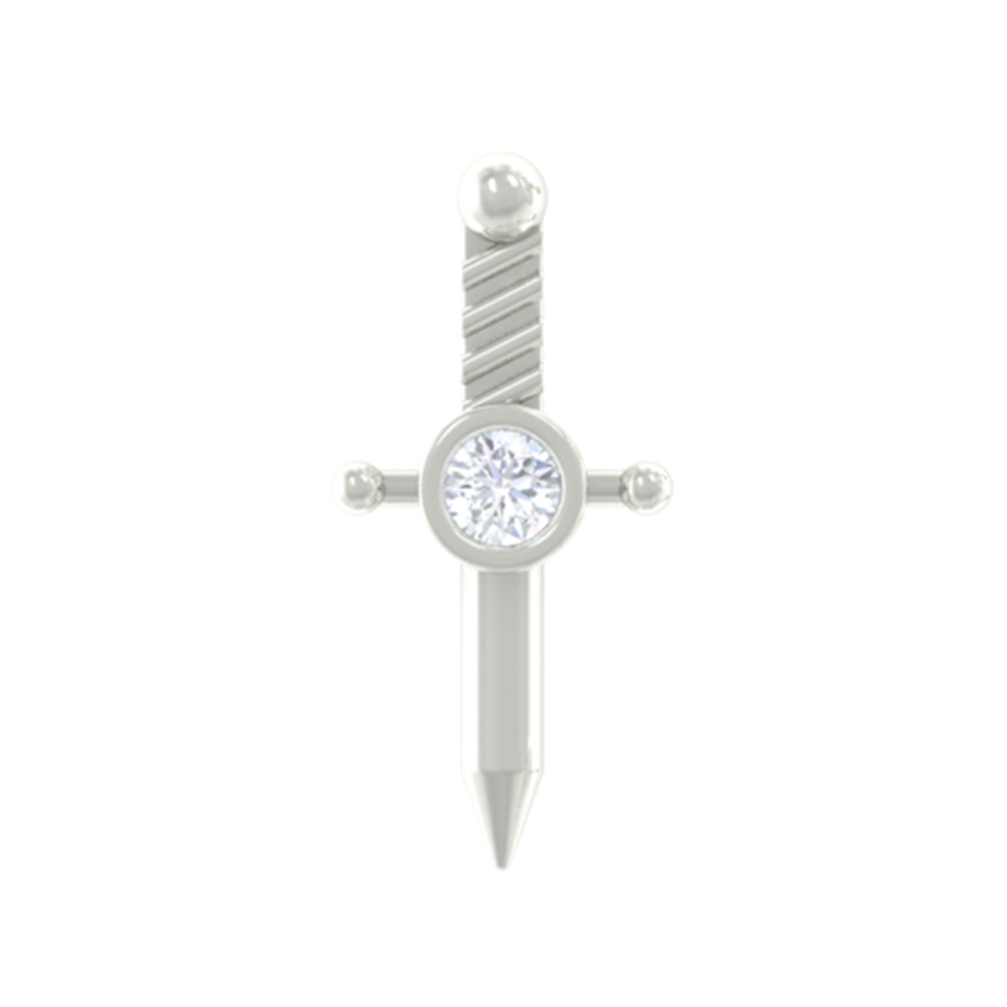 Rosec Jewels-Dainty Diamond Sword Earring for Cartilage Piercing